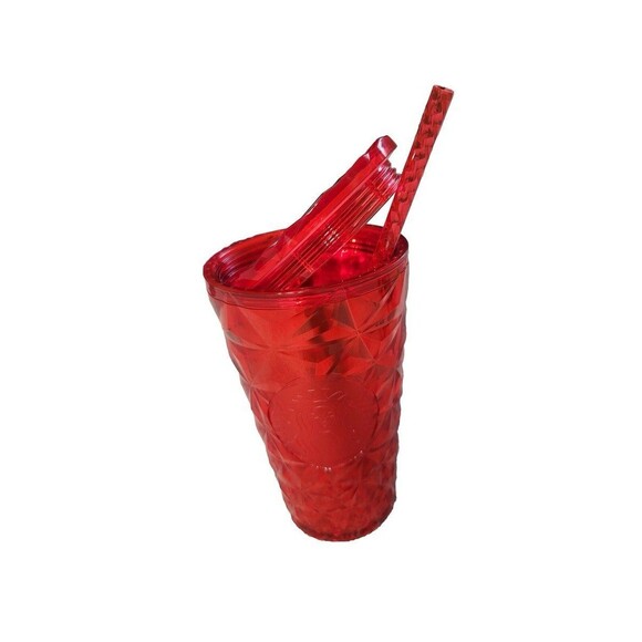NWT Starbucks Holiday 2023 Grande Poinsettia Red Prism Cold Cup Tumbler 16oz - Picture 1 of 6